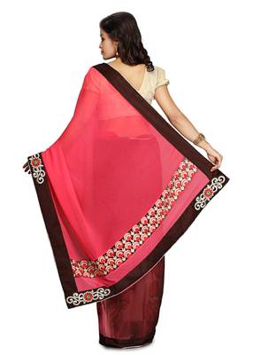 Multicolor Embroidered Viscose Saree With Blouse 2