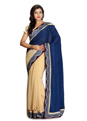 Multicolor Embroidered Viscose Saree With Blouse 1