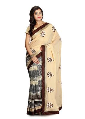 Multicolor Embroidered Viscose Saree With Blouse 1