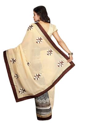 Multicolor Embroidered Viscose Saree With Blouse 2