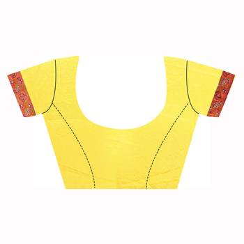 Yellow Embroidered   Raw Silk Saree With Blouse 3