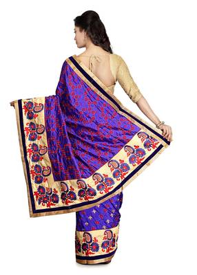 Multicolor Embroidered   Raw Silk Saree With Blouse 2