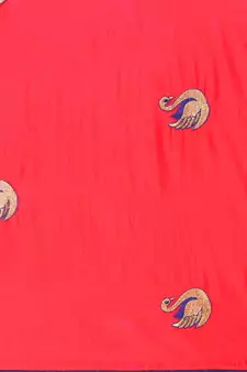 Red Embroidered silk blend Blend Saree With Blouse