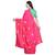 Pink embroidered silk saree with blouse