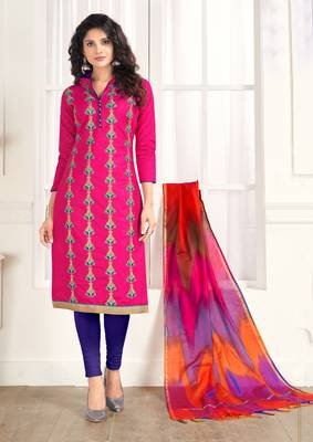 Pink embroidered cotton salwar 1