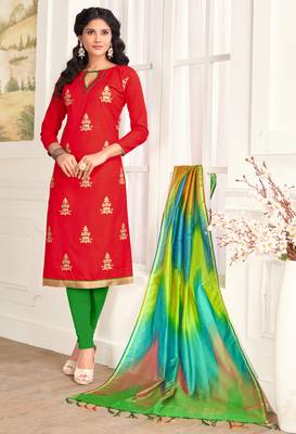 Red embroidered cotton salwar 1
