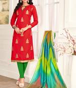 Red embroidered cotton salwar