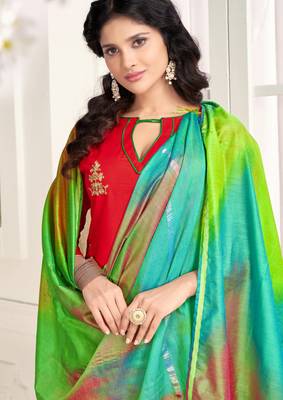 Red embroidered cotton salwar 2