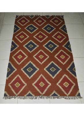 Ethinc Vintage Hademade Rug Weave Jute Dhurrie Yoga Mat Modern Carpet 98 X 60 Inches 1