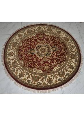 DRI00034 Traditional Hand Knotted Pure Wool Area Rug from Round 70 X 70 Inches Red 1