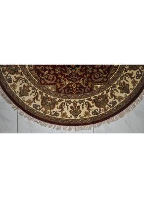 DRI00034 Traditional Hand Knotted Pure Wool Area Rug from Round 70 X 70 Inches Red 4