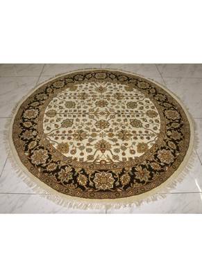 DRI00035 Traditional Hand Knotted Pure Wool Area Rug from Round 72 X 72 Inches Black 1