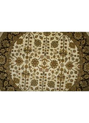 DRI00035 Traditional Hand Knotted Pure Wool Area Rug from Round 72 X 72 Inches Black 2