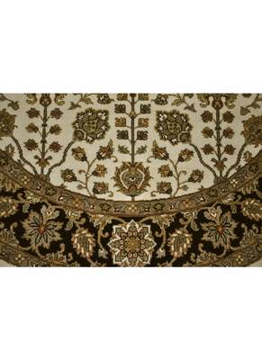 DRI00035 Traditional Hand Knotted Pure Wool Area Rug from Round 72 X 72 Inches Black 4
