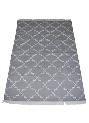 Lal Haveli Handmade cotton Dhurrie for Home Decorative Grey Color 4 X 6 Feet 1