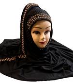Black Color Pearl & Diamond Stone Work Hosiery Soft Cotton Hijab Scarf Dupatta
