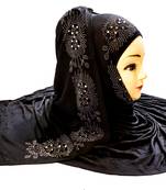 Black Color Diamond Stone Work Hosiery Soft Cotton Hijab Scarf Dupatta