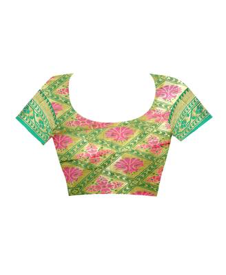 Baby pink woven saree with blouse 4