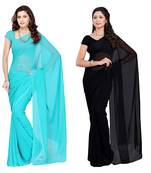 Multicolor printed georgette saree with blouse