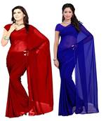 Multicolor printed georgette saree with blouse