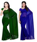 Multicolor printed georgette saree with blouse