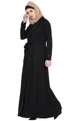 Black Polyesterwinter Coat Abaya 2