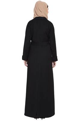 Black Polyesterwinter Coat Abaya 4