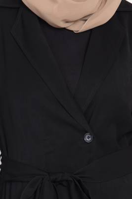 Black Polyesterwinter Coat Abaya 5