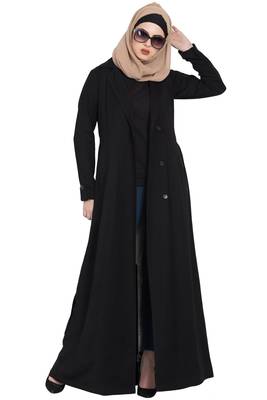 Black Polyesterwinter Coat Abaya 6