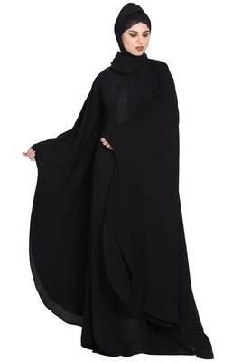 Black Gorgeous Front Open Kaftan With Embroidery 1