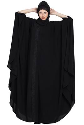 Black Gorgeous Front Open Kaftan With Embroidery 3