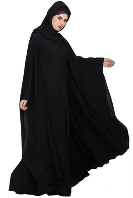 Black Gorgeous Front Open Kaftan With Embroidery 4