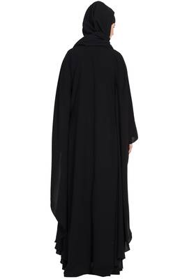 Black Gorgeous Front Open Kaftan With Embroidery 5