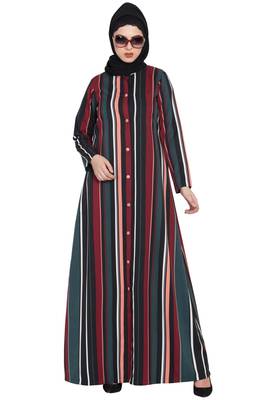 Multicolour Light Weight Front Open Abaya Dress 2