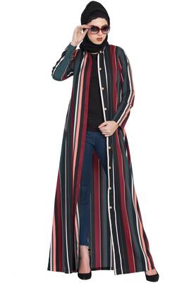 Multicolour Light Weight Front Open Abaya Dress 3