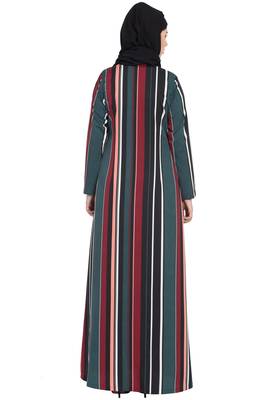 Multicolour Light Weight Front Open Abaya Dress 5