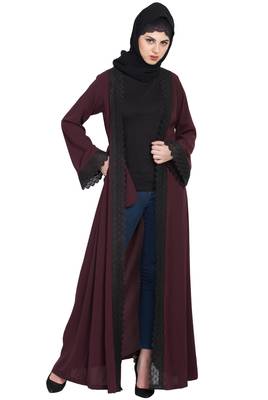 Wine Anida Elegant Shrug With Lacework For Any Abaya 1