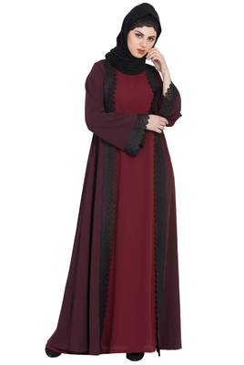 Wine Anida Elegant Shrug With Lacework For Any Abaya 2