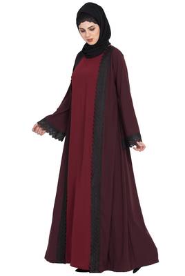 Wine Anida Elegant Shrug With Lacework For Any Abaya 3