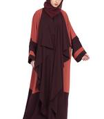 Wine Front Open-Designer Abaya