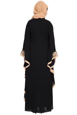 Black Nida Golden Embroidered Farasha Kaftan 6