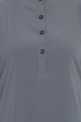 Grey Dual Color Abaya With Buttoned Sleeves 5