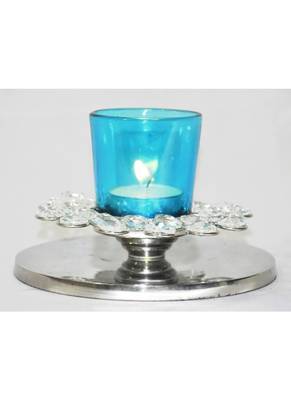 Puja Articles Crystal candle Holder 1.5 X 5.4 Inches 1