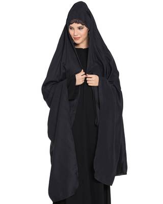 Black Rayon Irani Chador With Detatchable Nose Piece 1