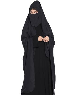 Black Rayon Irani Chador With Detatchable Nose Piece 2