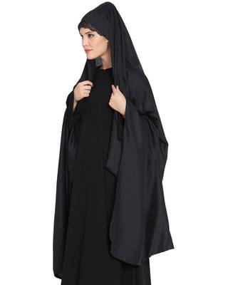 Black Rayon Irani Chador With Detatchable Nose Piece 3