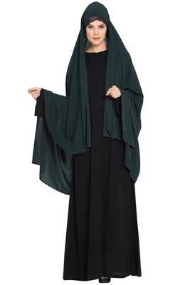 Black and Green Plain Kashibo Irani Chador 2