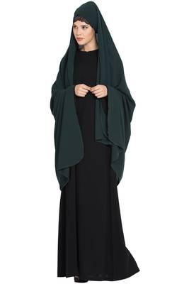 Black and Green Plain Kashibo Irani Chador 3
