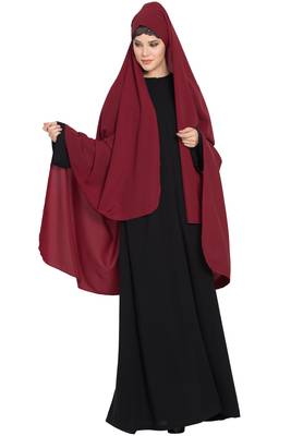 Maroon kashibo Irani Chador With Detatchable Nose Piece 1
