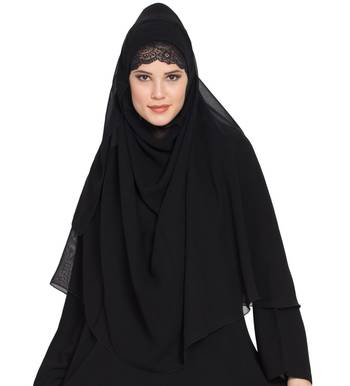 Black Georgette Ready To Wear-Instant Hijabs 3